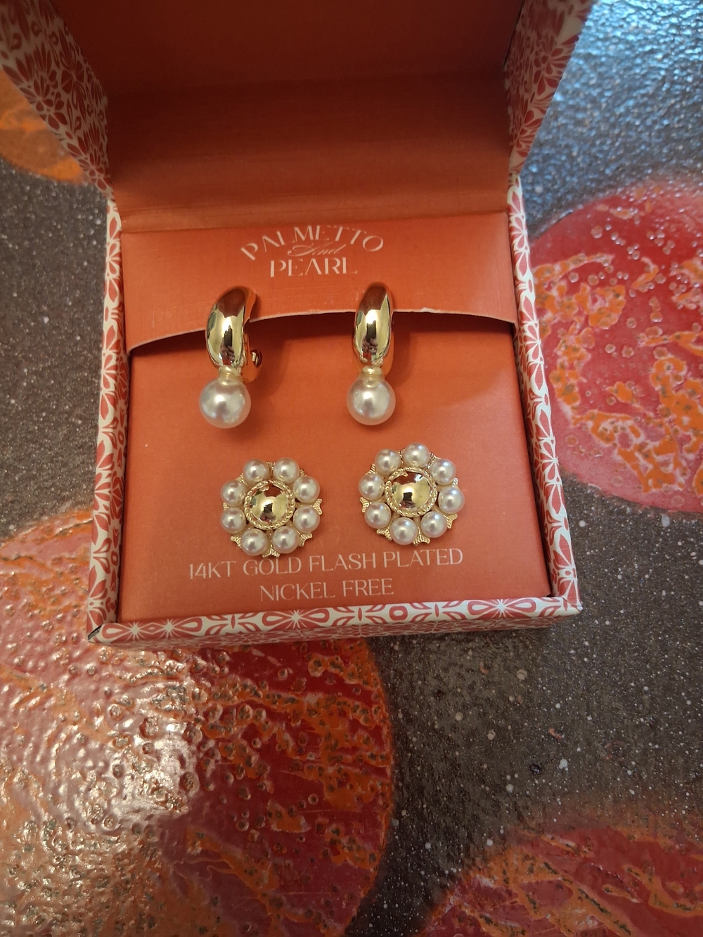 Pearl Gold-Tone Drop and Cluster Earring Set - Pearl